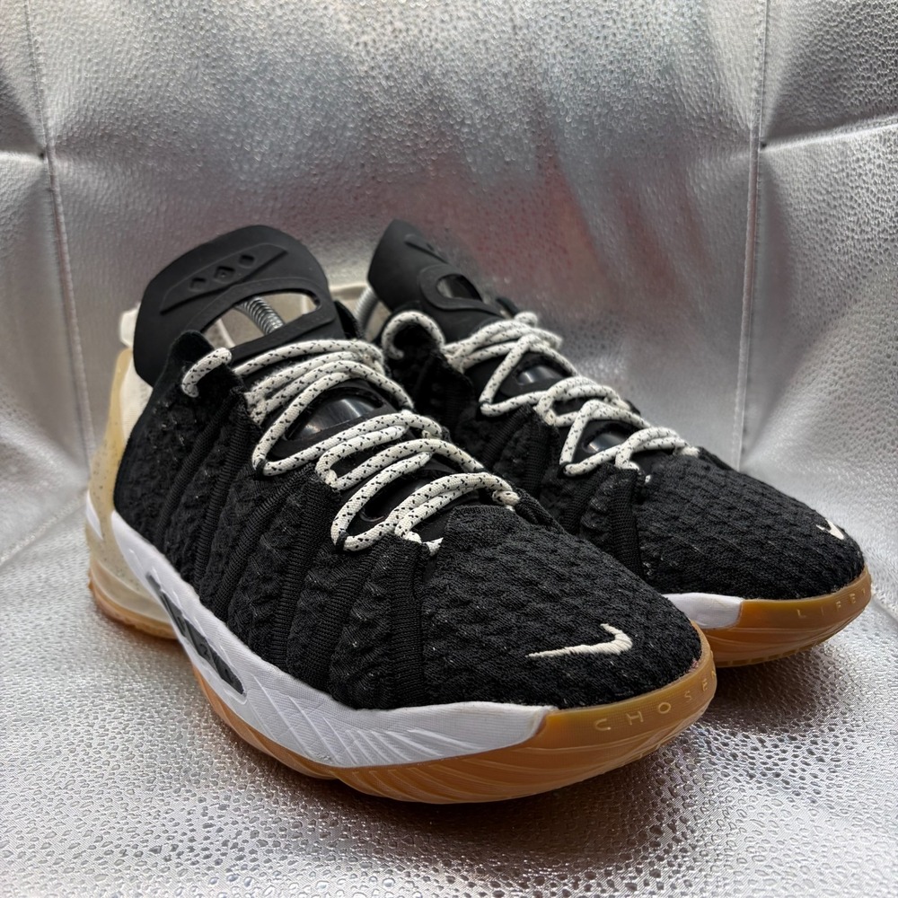 Size 7Y Nike Youth Lebron‎ 18 GS Black White Gum Kids Lace-Up Shoes CW2760-007